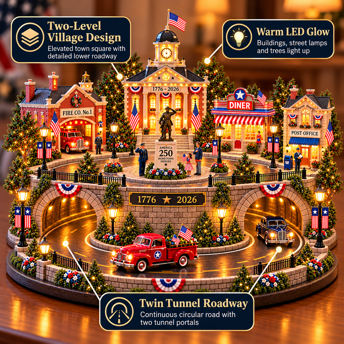 America 250 two level village with twin tunnel roadway