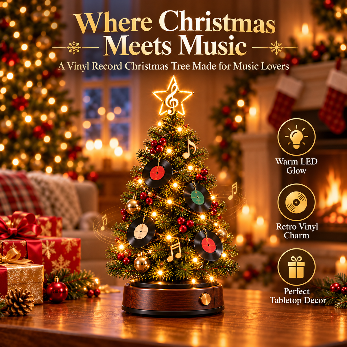 Vinyl Record Christmas Tree Light for music lovers