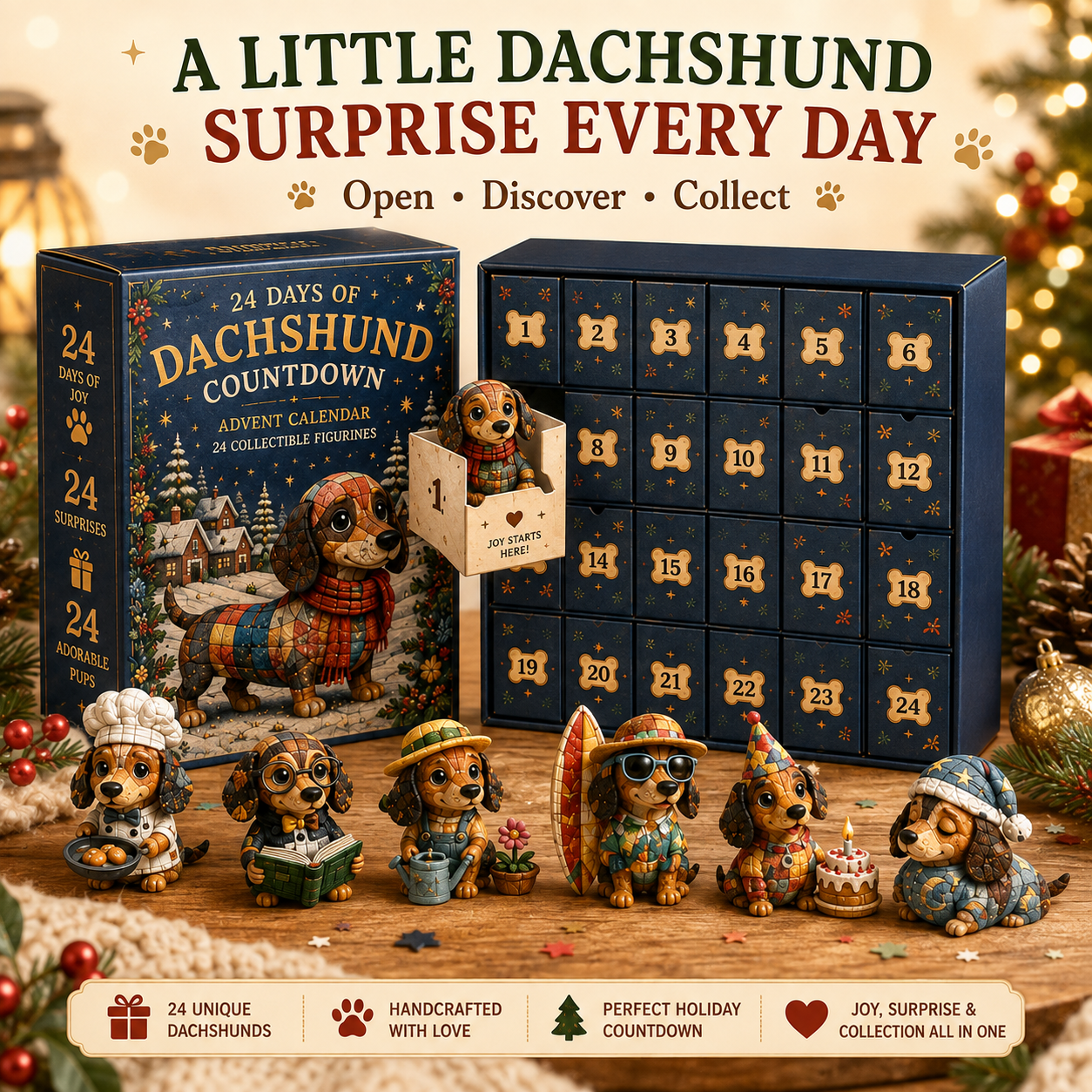 ⏰Limited Stock 50% OFF - 🎄🐾 2026 Dachshund Advent Calendar – 24 Days of Wiener Dog Joy
