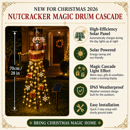 🎖️✨ Nutcracker Magic Drum Cascade Solar Christmas Garden Light
