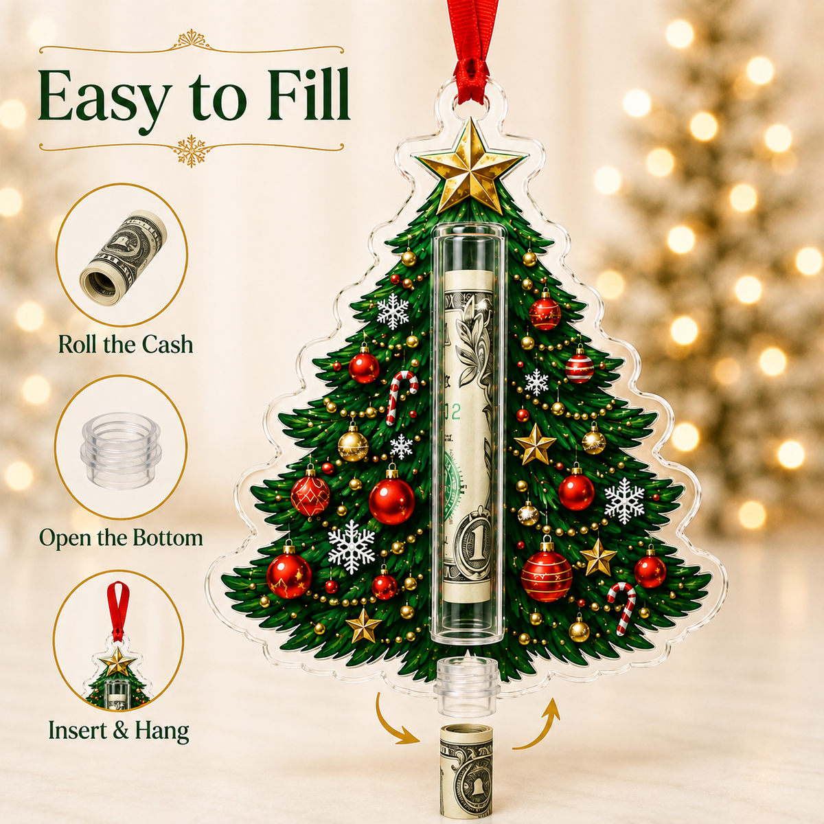 How To Fill Christmas Cash Holder Ornament