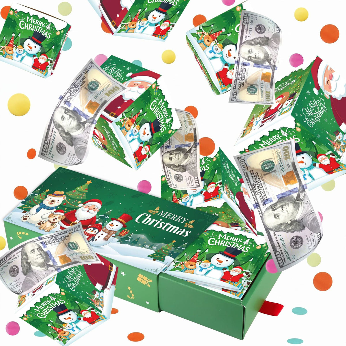 🎁 Christmas Money Surprise Explosion Box – 10 Mini Pop-Up Gift Boxes for Cash, Notes & Gift Cards