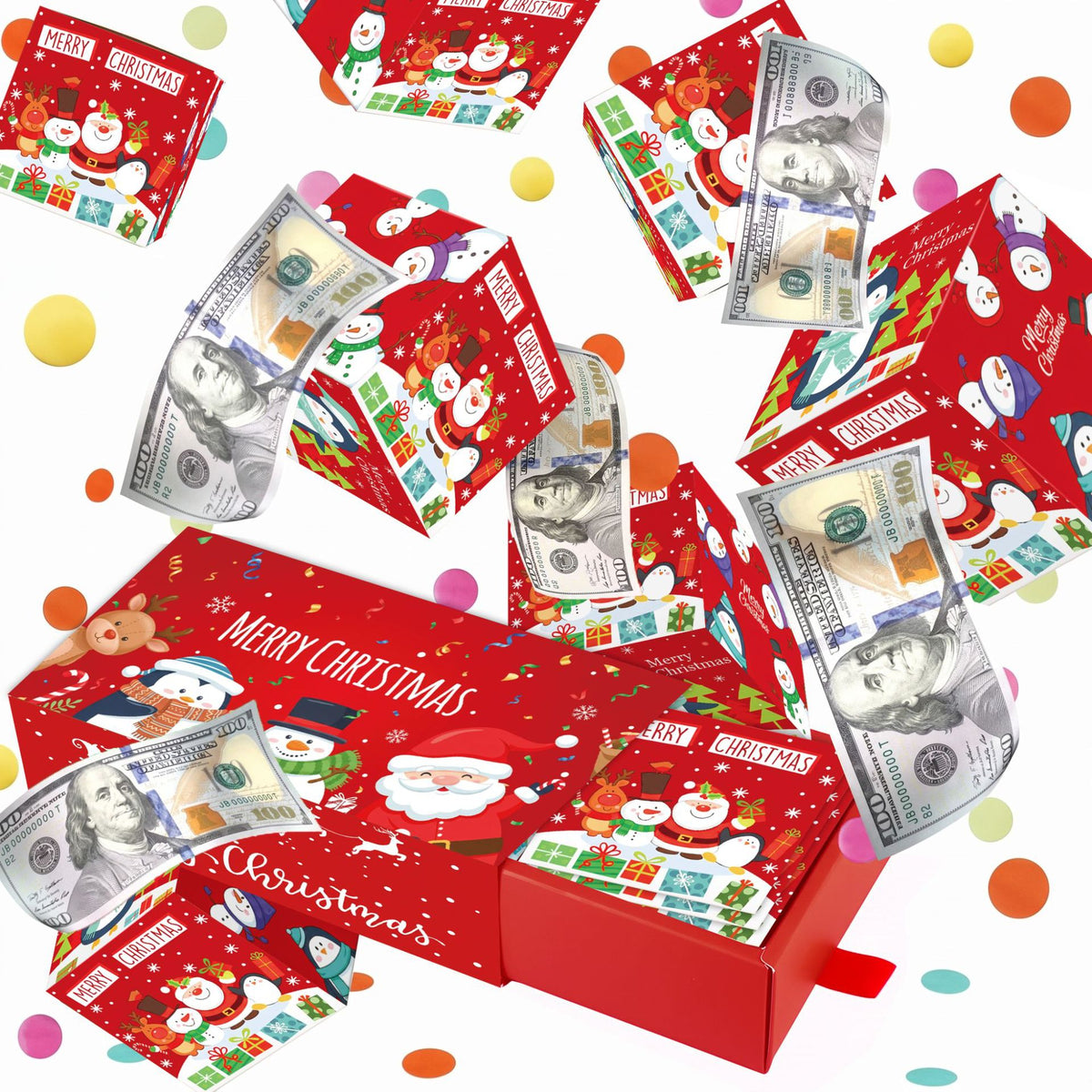 🎁 Christmas Money Surprise Explosion Box – 10 Mini Pop-Up Gift Boxes for Cash, Notes & Gift Cards