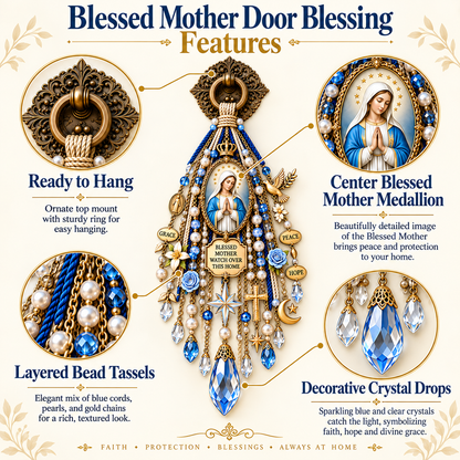✝️💙 Christian Door Blessing – Jesus & Virgin Mary Keepsake for Faith, Peace & Home
