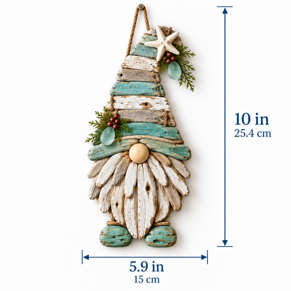 🌊🧙 Coastal Driftwood Gnome Wall Decor – Rustic Beach House Hanging Accent