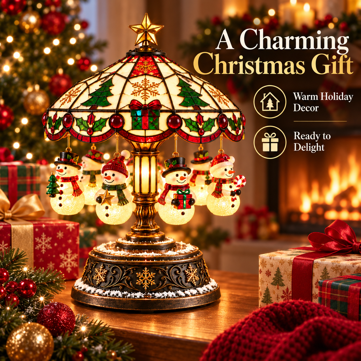 ⛄✨ Christmas Snowman Rotating Light