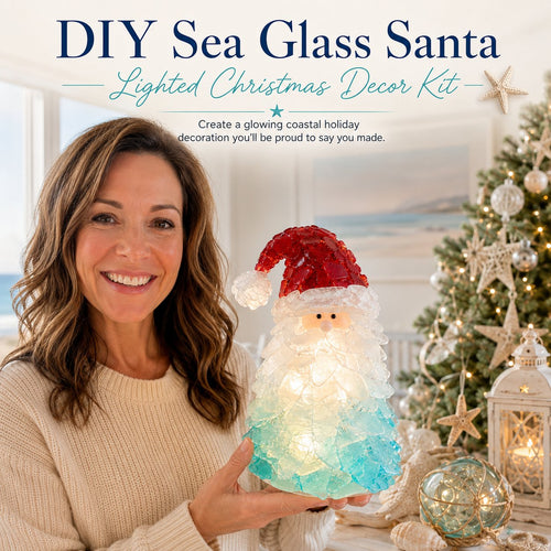 🔥Last Day 49% OFF – 🎅 Beginner-Friendly DIY Lighted Sea Glass Santa Christmas Decor Kit | Complete Kit with Sea Glass Pieces, Warm Fairy Lights & Step-by-Step Guide Included 💕