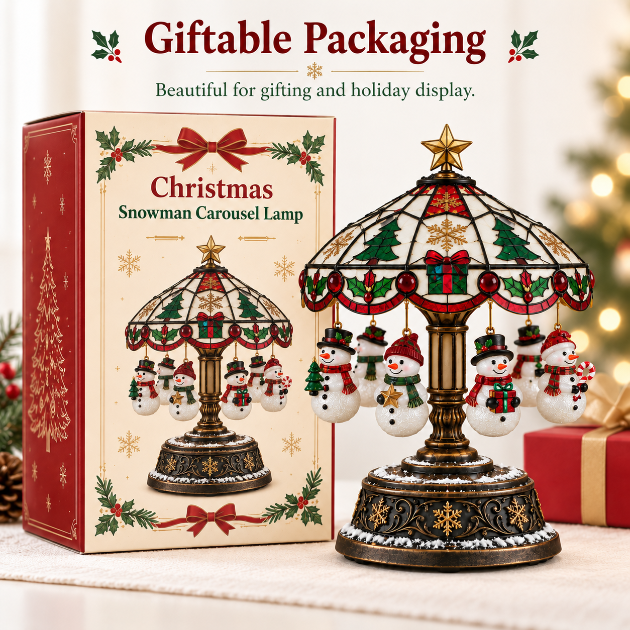 ⛄✨ Christmas Snowman Rotating Light