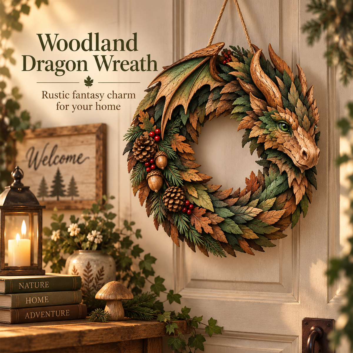 🐉🌲 Woodland Dragon Wreath