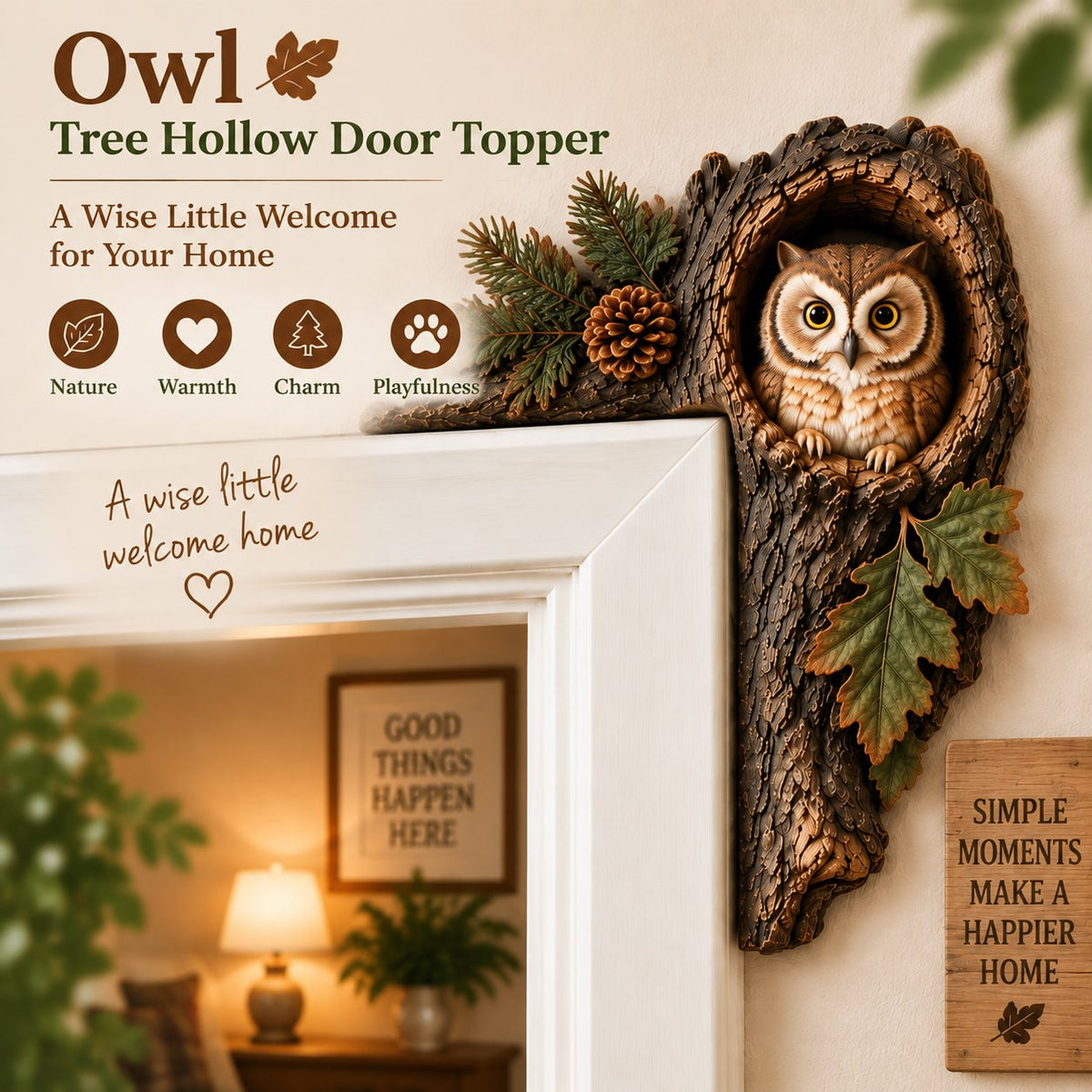 ⏰LAST DAY 50% OFF -🌿 Woodland Peekaboo Door Topper – 3D Tree Hollow Animal Doorframe Decor