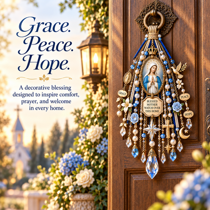 ✝️💙 Christian Door Blessing – Jesus & Virgin Mary Keepsake for Faith, Peace & Home