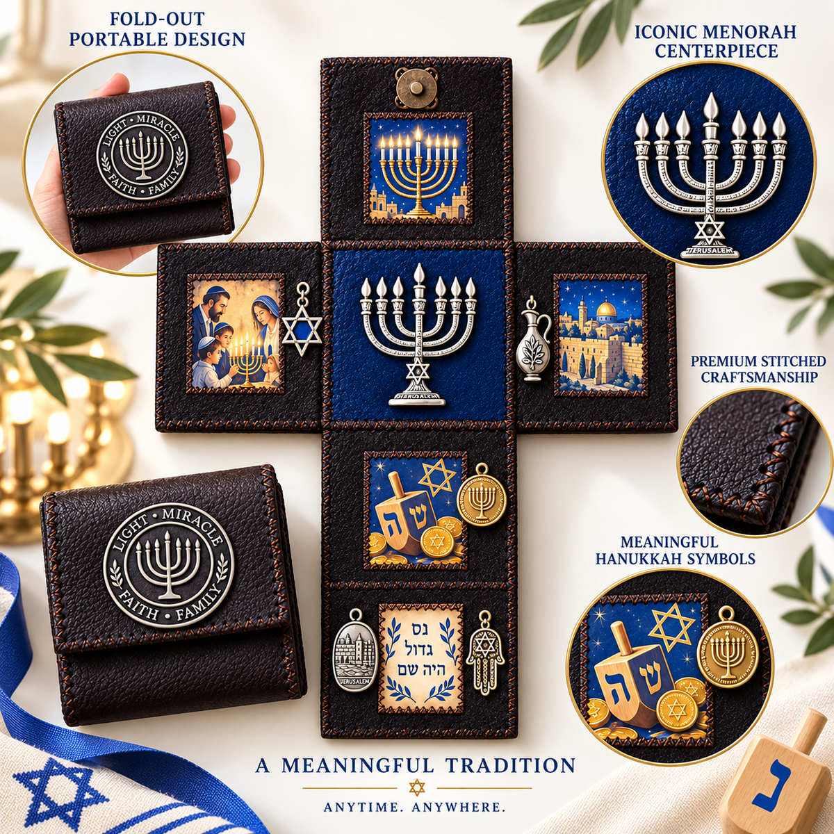 🕎✨ Hanukkah Portable Prayer Altar – Festival of Lights Keepsake for Faith & Family