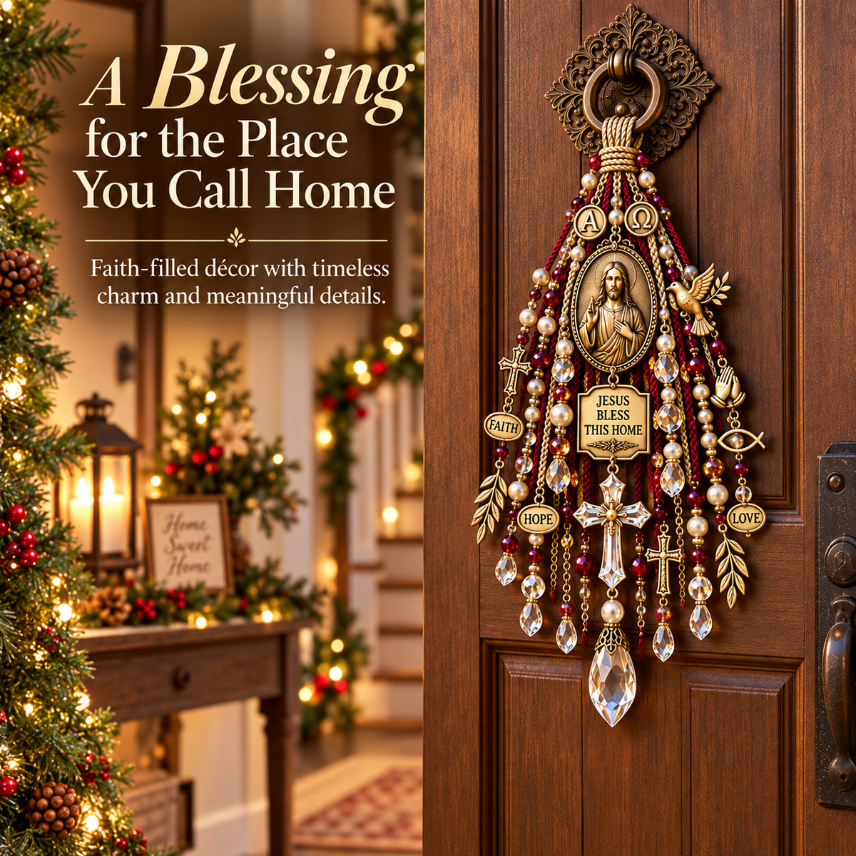 ✝️💙 Christian Door Blessing – Jesus & Virgin Mary Keepsake for Faith, Peace & Home