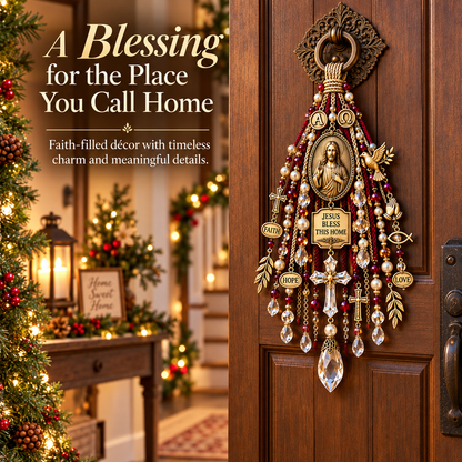 ✝️💙 Christian Door Blessing – Jesus & Virgin Mary Keepsake for Faith, Peace & Home