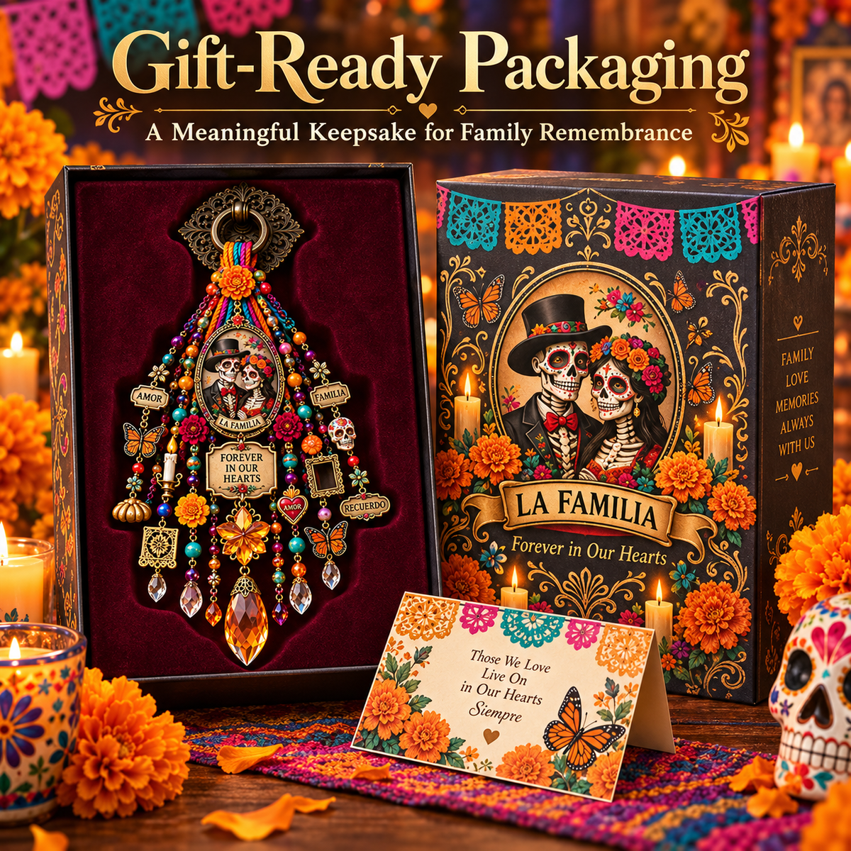 💀🌼 Día de los Muertos Door Blessing – Family Remembrance Keepsake for Home & Loved Ones