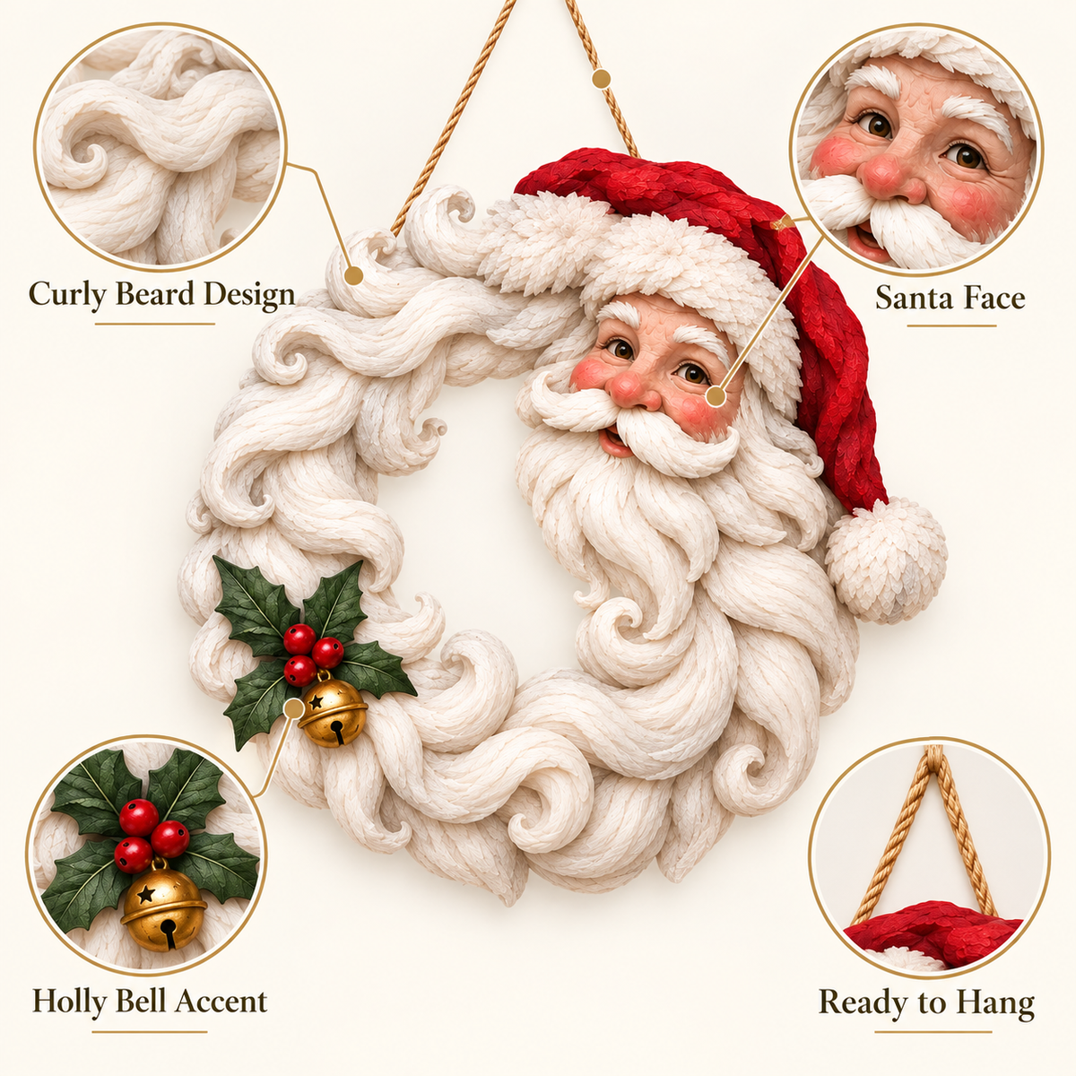 🎅🎄 Santa Beard Christmas Wreath